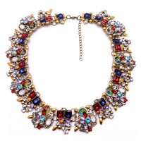 Seeki Red Aurora Borealis Crystal Statement Necklace